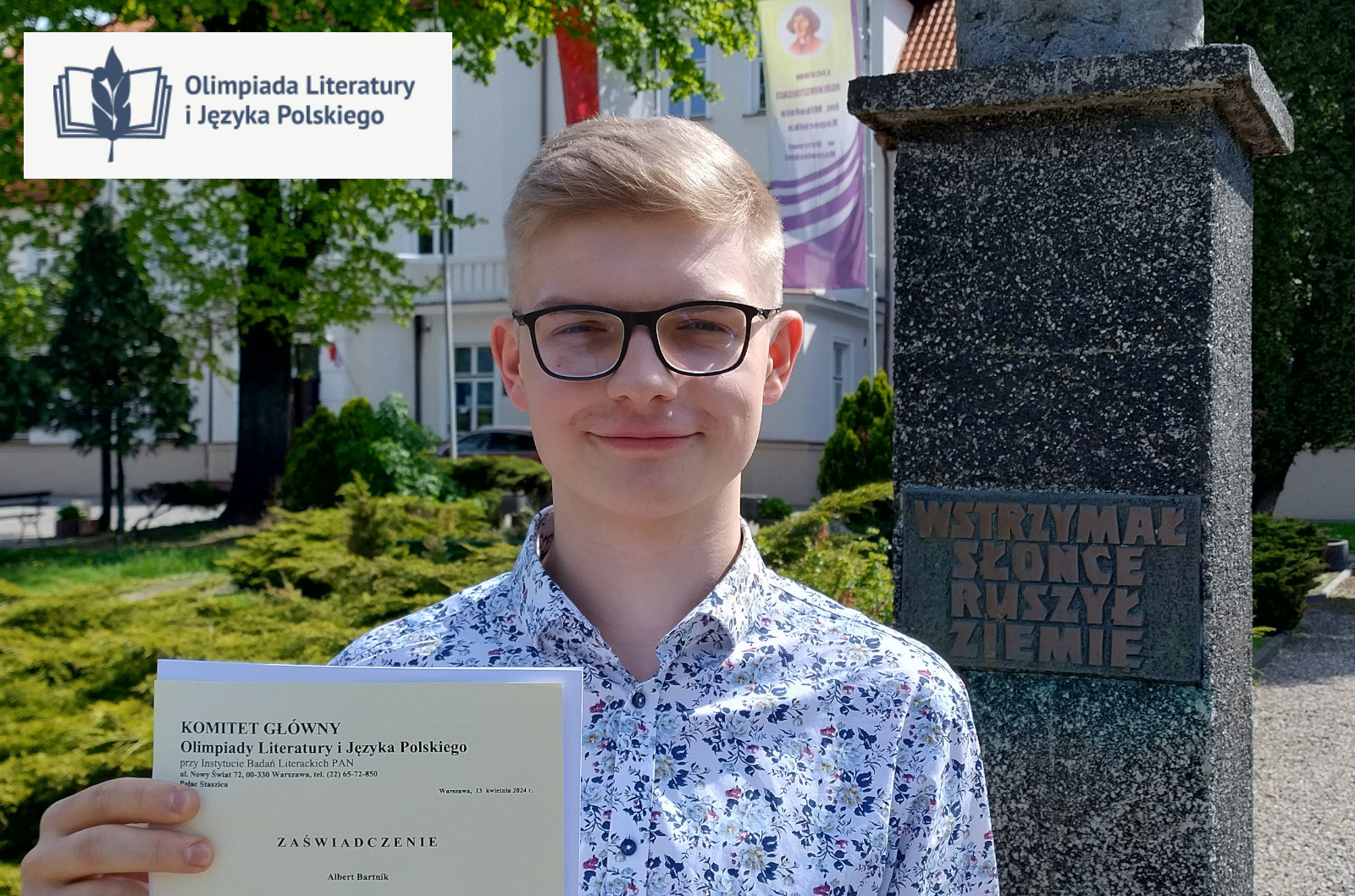 Albert Bartnik, finalista LIV edycji Olimpiady Literatury i Języka Polskiego
