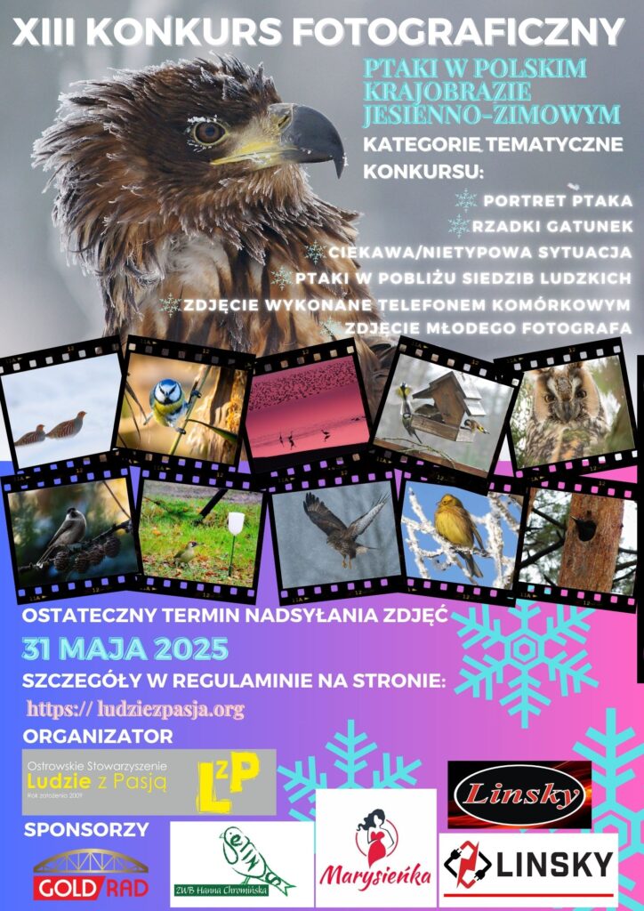 XIII edycja Konkursu Fotograficznego pn. "Ptaki w polskim krajobrazie jesienno - zimowym"