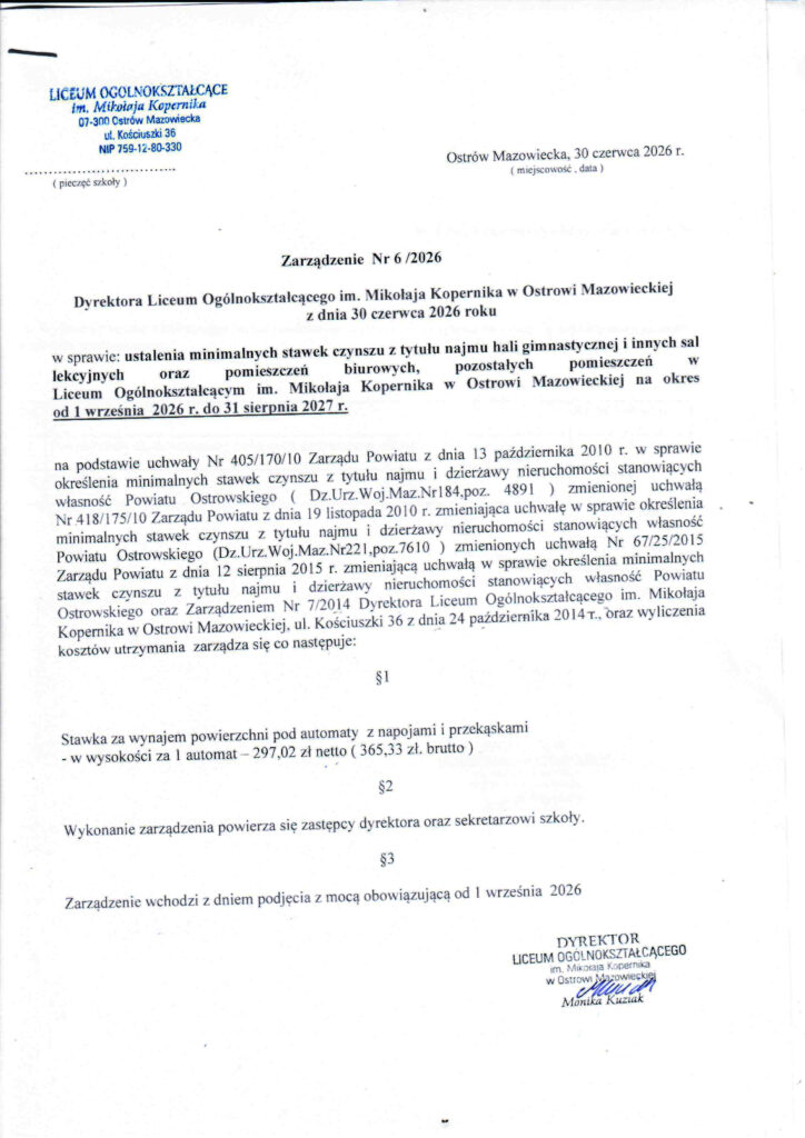 Zarządzenie 6 / 2026